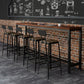 Industrial Faux Leather Dining Stools Armless Bar Stools with Black Metal Base