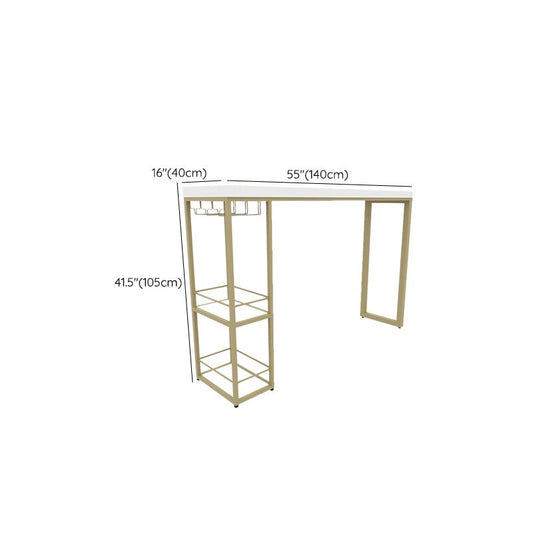 Mesa de barra rectangular de estilo glamoroso base almacenable para sala de estar