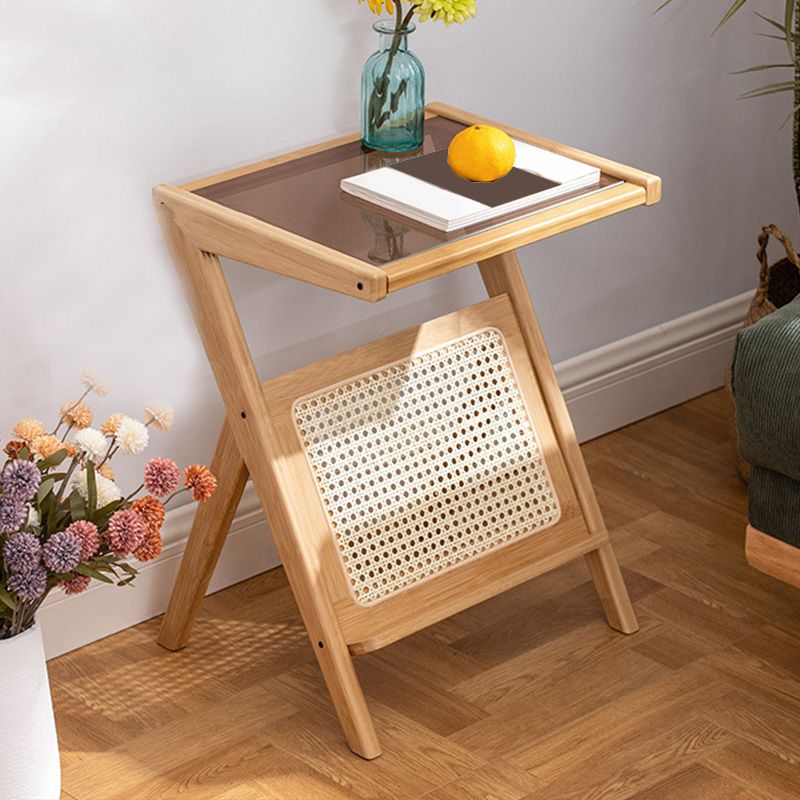 Kreuzbeine Endtisch Glass Top Endtisch mit Regal 21,6 "groß für Wohnzimmer