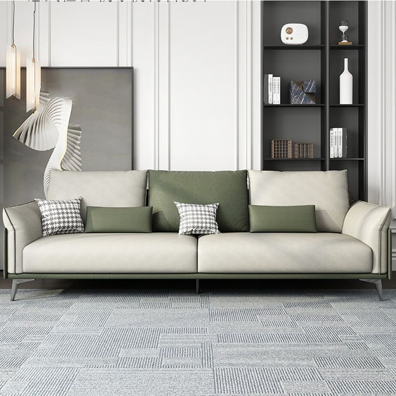 Contemporary Color Block Sofa Stain Resistant Flared Arm Sofa