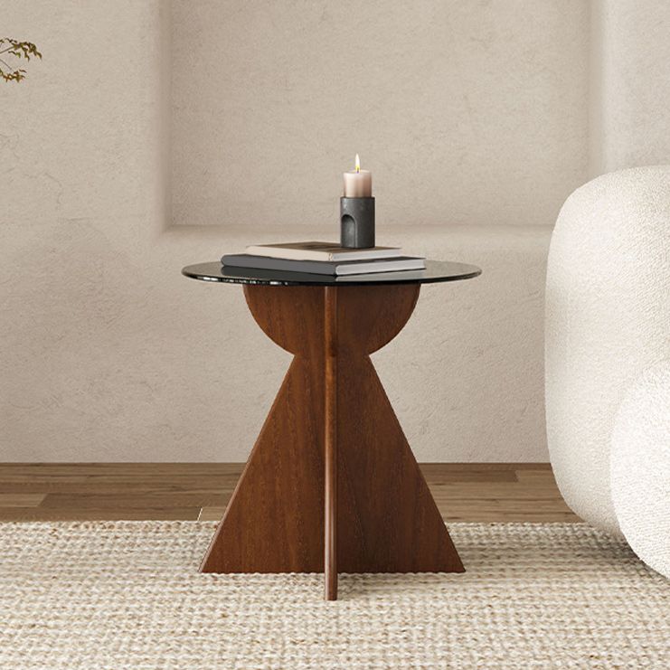Contemporary Style Side End Table Solid Wood Sofa Side Accent Table Round Side End Table
