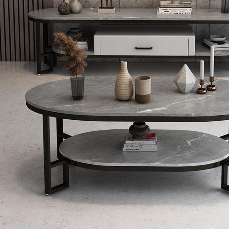 Table basse rectangulaire en ardoise, table basse abstraite avec étagère