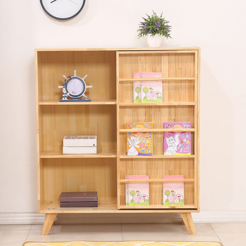 Wooden Standard Bookcase Natural Modern Closed Back Bookshelf with Doors Clearhalo 'Bookcases' 'furn' 'furn_bookcases' 'Furniture' 'Office Furniture' 1200x1200_9d1e3666-e3c9-452e-abb5-1a73872fe73b