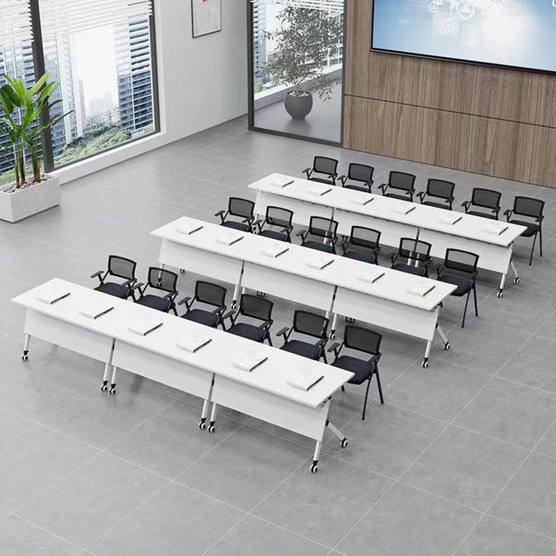 Rectangular Shaped Folding Writing Desk Wood with Metal Legs in White Clearhalo 'furn' 'furn_office_desk' 'Furniture' 'Office Desks' 'Office Furniture' 'office_desk' 1200x1200_9d1e832c-60b2-4f89-95fa-e12b87125f29