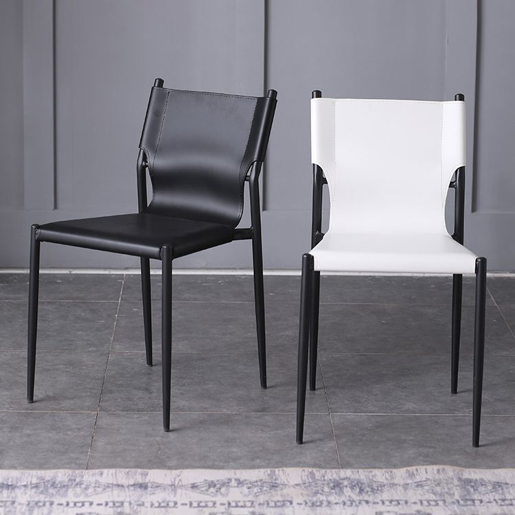 Industrial Style Leather Dining Chairs Solid Back Armless Dining Side Chairs (Set of 2) Clearhalo ' kitchen&dining_furn' 'Dining Chairs' 'Dining Tables & Seating' 'dining_chair' 'furn' 'furn_dining_chair' 'Furniture' 'furniture_dining_chair' 'Kitchen & Dining Furniture' 'kitchen' 1200x1200_9d1ec074-9ab5-4138-921b-c094cd8d718e