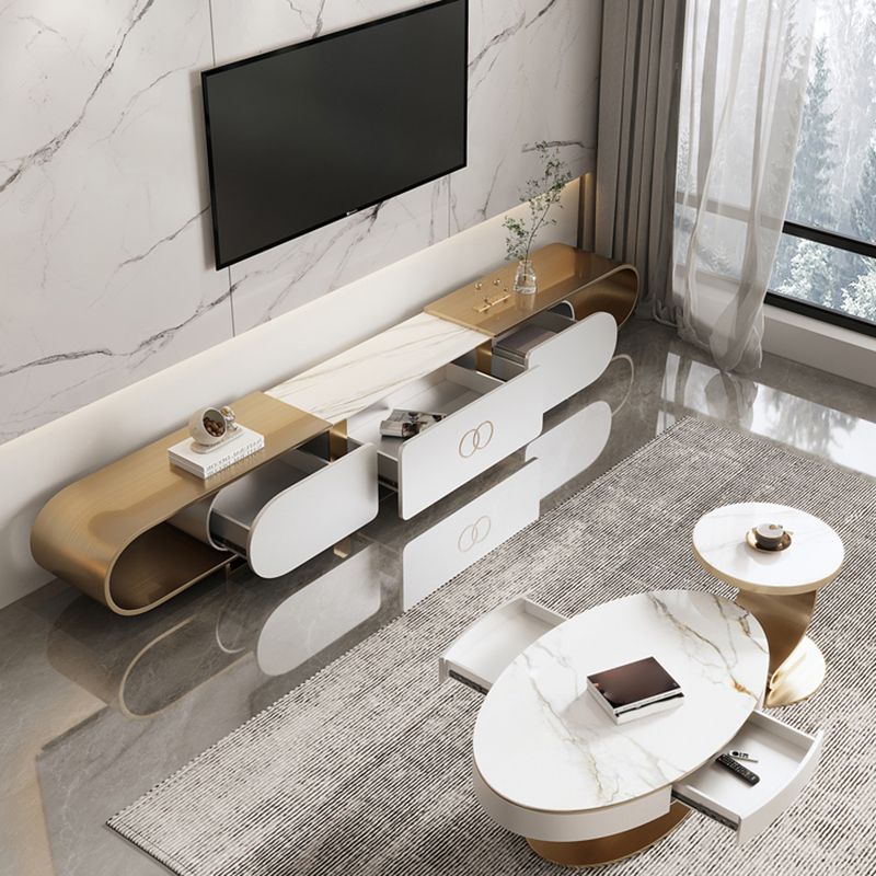 Glam TV Console Open Storage Stone Media Console with Drawer for Home Clearhalo 'furn' 'furn_tv_stands_entertainment_centers' 'Furniture' 'Living Room Furniture' 'TV Stands & Entertainment Centers' 'TV Stands & Media Storage Furniture' 'tv_stands_entertainment_centers' 1200x1200_9d1fb310-51c8-4132-829c-c11216b5159e