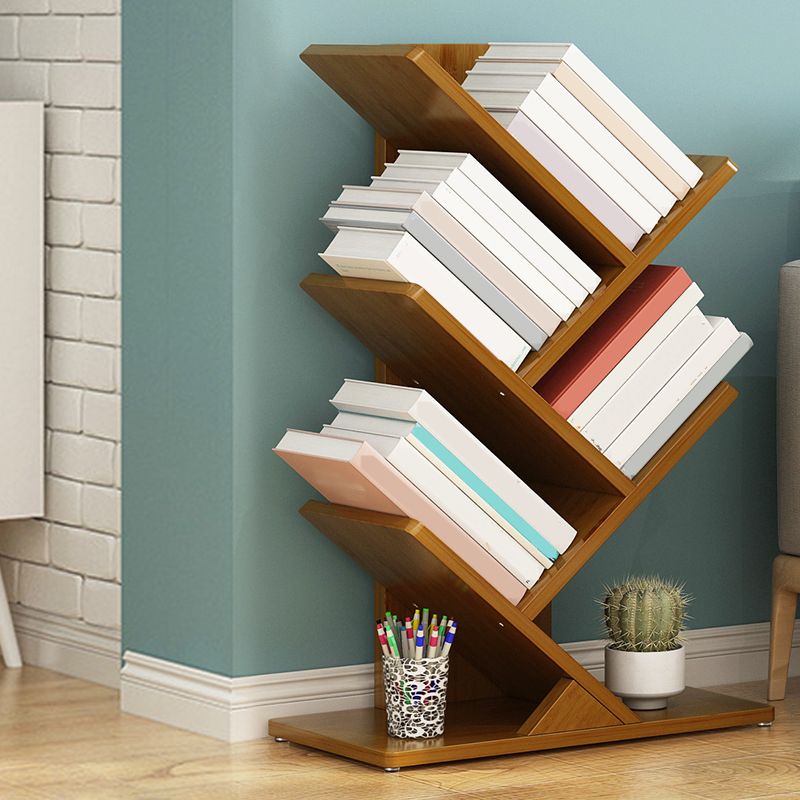 Modern Bamboo Bookshelf Geometric Closed Back Vertical Bookcase Clearhalo 'Bookcases' 'furn' 'furn_bookcases' 'Furniture' 'Office Furniture' 1200x1200_9d22297c-b4f1-48ab-94ee-39af2737f5fe