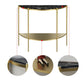 Table de sofá de consola de mármol Glamble Mesa de media luna con estantes para Hall