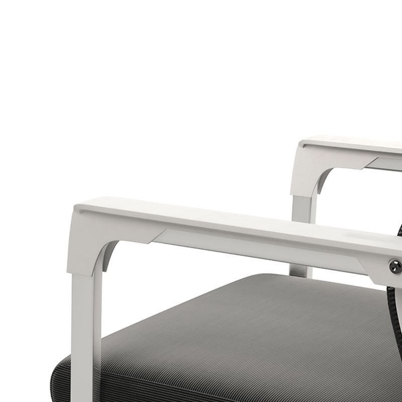 Modern Fixed Arms Gray Office Chair Ergonomic Desk Chair without Wheels