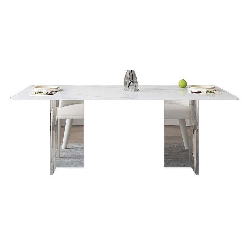 Sintered Stone Top Table Double Pedestal Table for Home Kitchen Dinner Clearhalo 'Dining Tables & Seating' 'Dining Tables' 'dining_table' 'furn' 'furn_dining_table' 'Furniture' 'Kitchen & Dining Furniture' 1200x1200_9d239505-c671-4449-987c-c7c27d58d10f