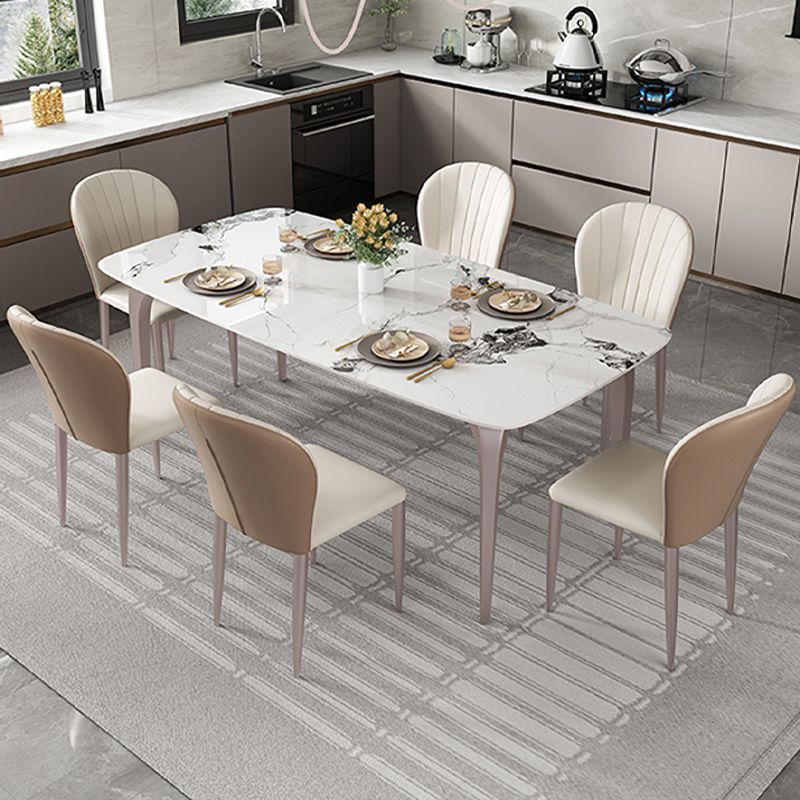 Modern Rectangular Table Sintered Stone Dining Table with 4 Legs for Home Clearhalo 'Dining Tables & Seating' 'Dining Tables' 'dining_table' 'furn' 'furn_dining_table' 'Furniture' 'Kitchen & Dining Furniture' 1200x1200_9d2623bf-84ed-43d7-b46e-f7763af3fa82