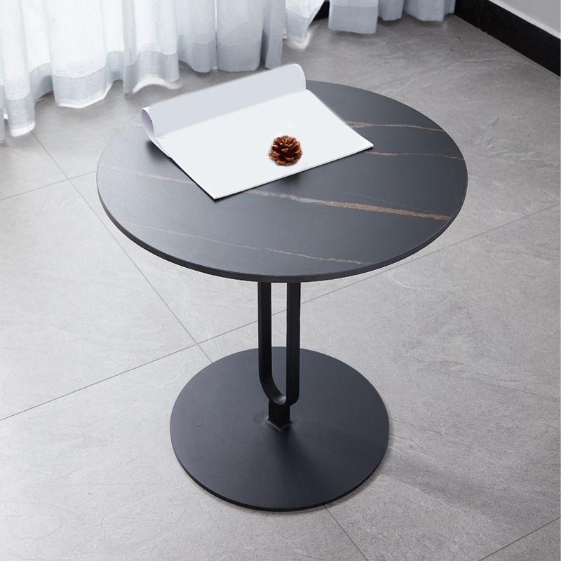 Round Marble Top End Table Metal Pedestal Sofa Side End Table for Living Room