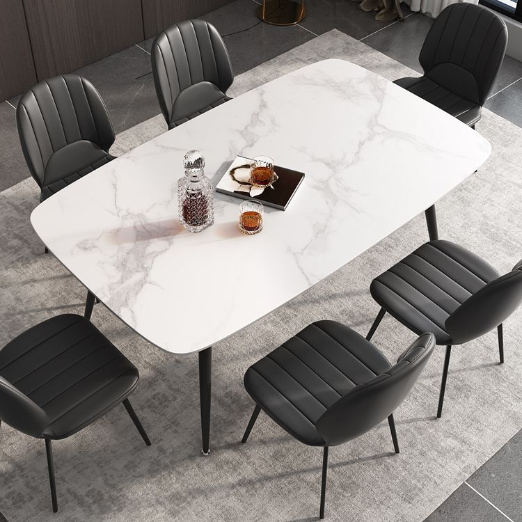 Witte eettafel ingesteld 1/2/5/7 PCS rechthoekige eettafel met wingback -stoelen