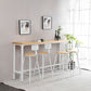 Industrial Rectangle Solid Wood Bar Table Set 1/5/9 Pieces Counter Table with High Stools Clearhalo 'Bar Furniture' 'furn' 'furn_home_bar_bar_sets' 'Furniture' 'Home Bars & Bar Sets' 'home_bar_bar_sets' 'Kitchen & Dining Furniture' 1200x1200_9d2af9e0-9f5e-408e-a254-d2e8452ec740
