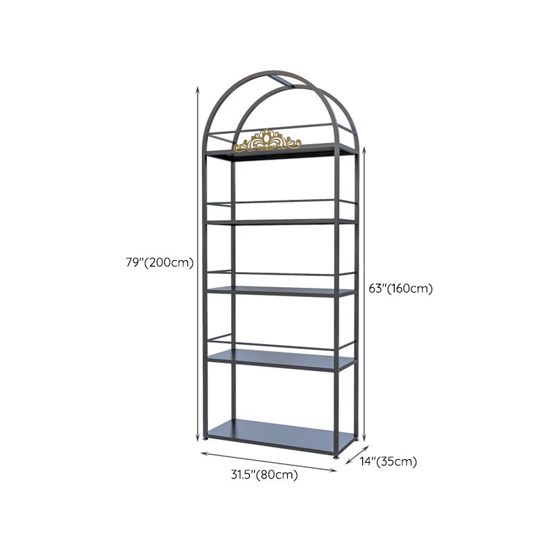 Rack à vin de bouteille de plancher en métal Porte-vin noir contemporain avec étagères de rangement