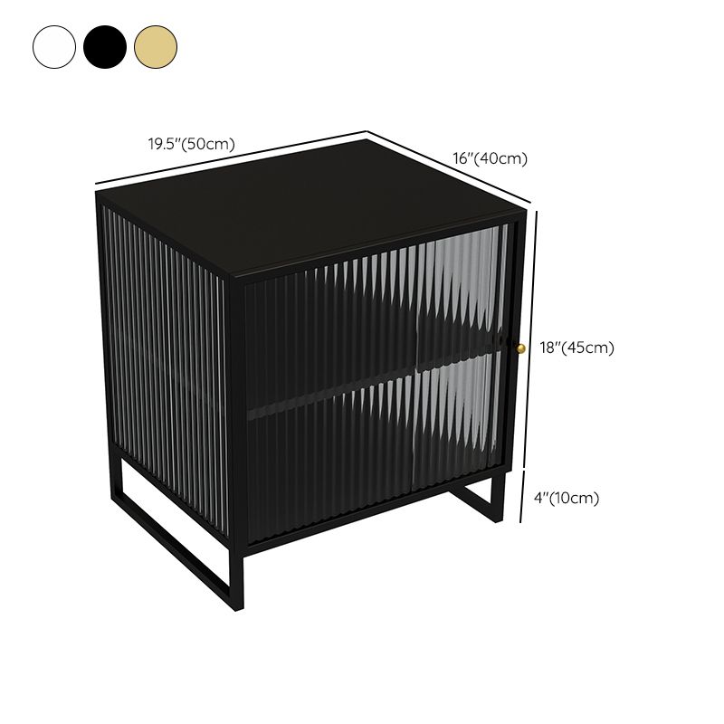 Glass and Metal Bedside Cabinet Modern Minimalist Bedside Table with Legs Clearhalo 'Bedroom Furniture' 'furn' 'furn_night_stand' 'Furniture' 'night_stand' 'Nightstands' 1200x1200_9d2cd594-3922-4796-812f-e9ae61ea4a0e