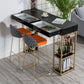 Stone Bar Table Set Industrial Rectangle 1/3 Pieces Pub Table with Upholstered Stools