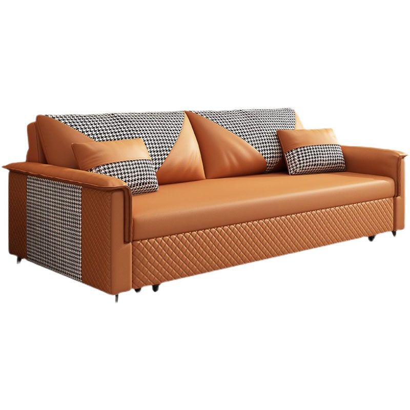 Modern Pillow Top Arm Sofa Bed Faux Leather Sofa with Storage Clearhalo 'furn' 'furn_sofas' 'Furniture' 'Living Room Furniture' 'Sofa' 'sofas' 1200x1200_9d2d0d41-95ce-4ec4-a793-e4e395fb9e49