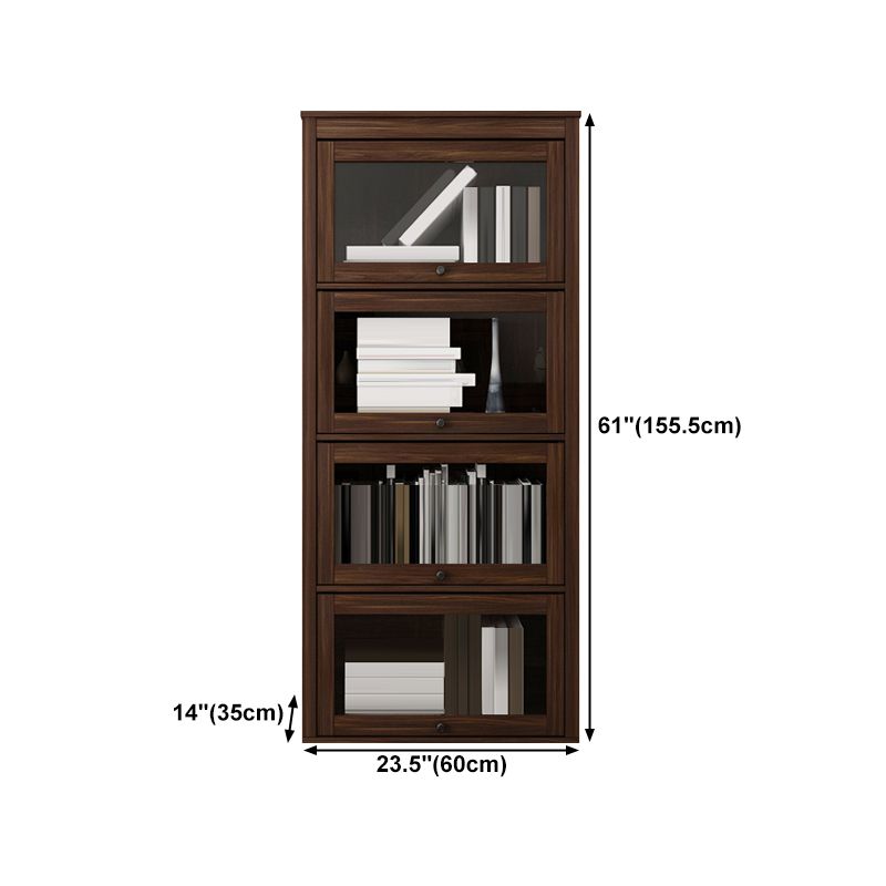 Espresso Shelf Bookcase Modern & Contemporary Bookshelf with Doors for Study Room