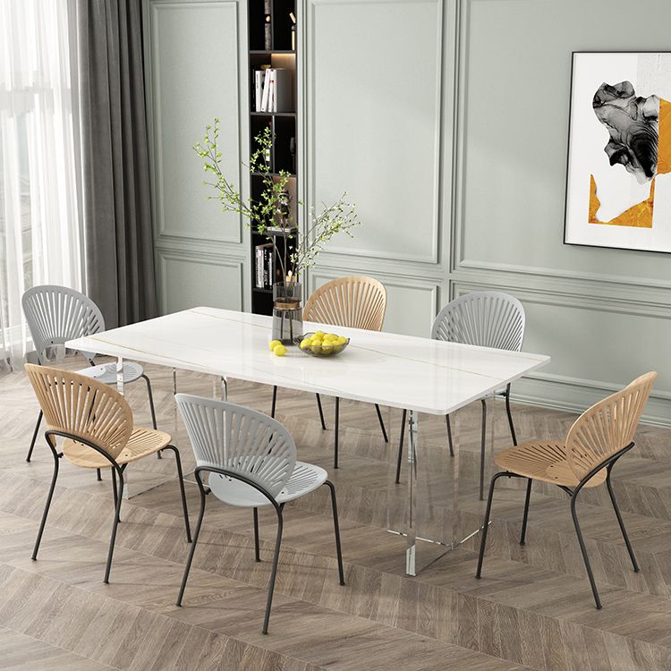 Modern Stone Top Dining Table Rectangle Acrylic Base Counter Dining Table Clearhalo 'Dining Tables & Seating' 'Dining Tables' 'dining_table' 'furn' 'furn_dining_table' 'Furniture' 'furniture_dining_table' 'Kitchen & Dining Furniture' 'kitchen' 'kitchen_dining_table' 1200x1200_9d30ae15-0dc4-4f9d-83c9-181db8985645