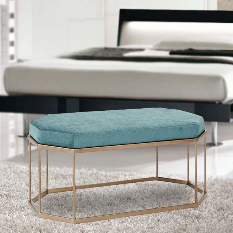 13.8 Inch Wide Cushioned Seating Bench Glam Metal Ottoman Bench Clearhalo 'Benches' 'Chairs & Seating' 'furn' 'furn_benches' 'Furniture' 'Living Room Furniture' 1200x1200_9d30d28c-0570-49c6-a012-665649cc9368