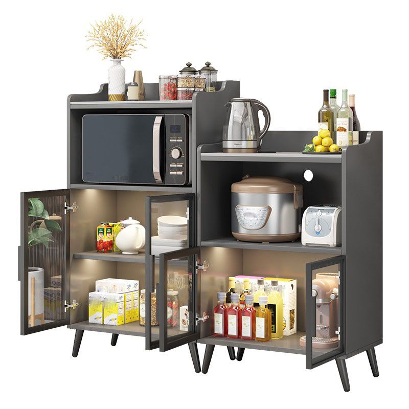 Porte di vetro di pietra grigia Glam Server da pranzo interno con armadi