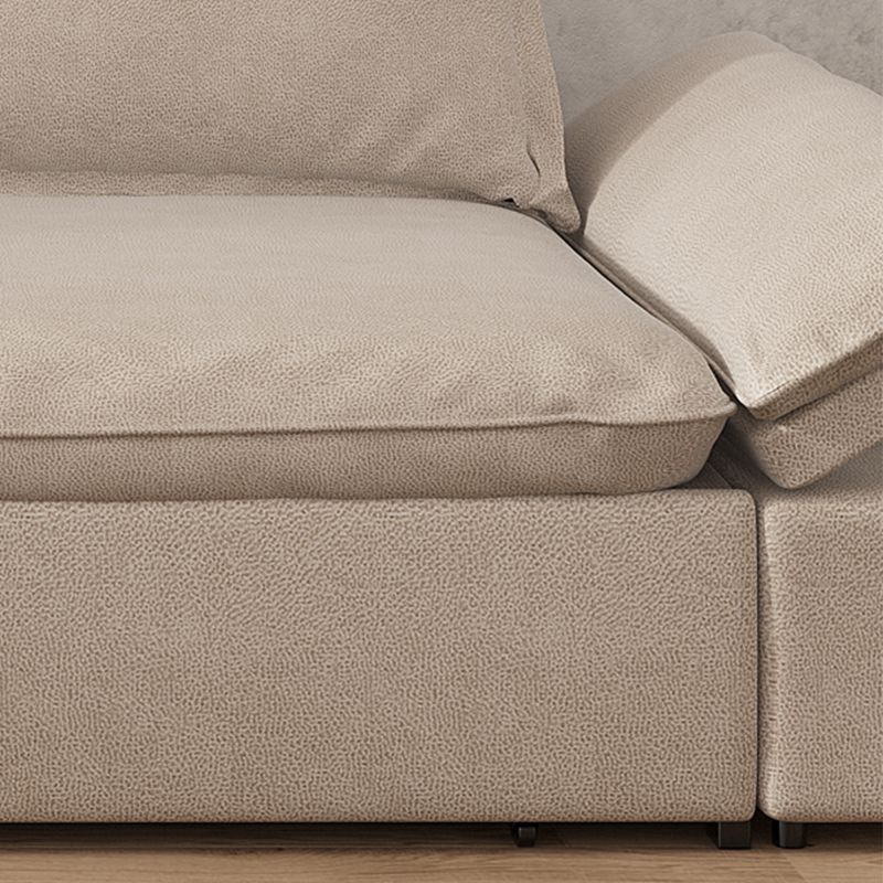 Sofá para dormir de cuero de color beige 32.28 "Cama de sofá ancho con colchón desmontable