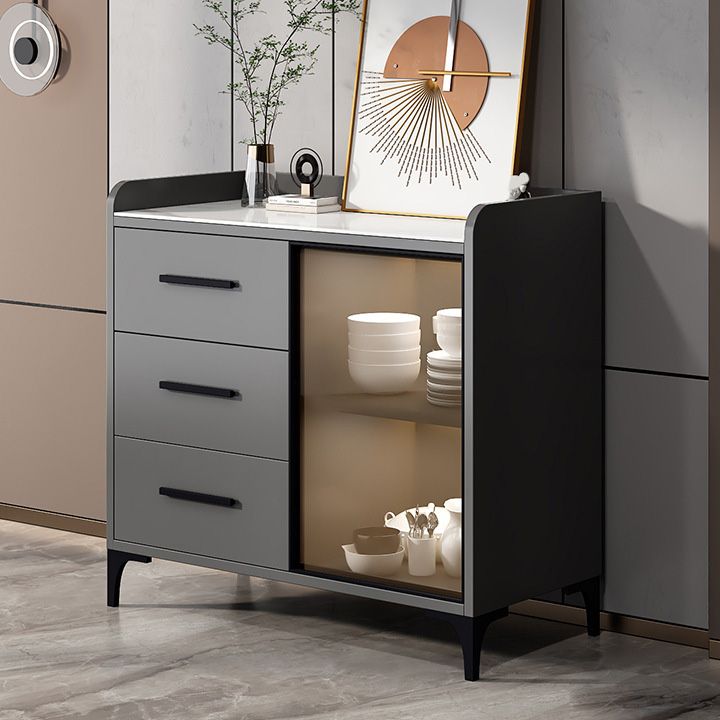 Portes en verre du buffet de style glamour Poard de latéraux avec armoires et tiroirs sans lumière