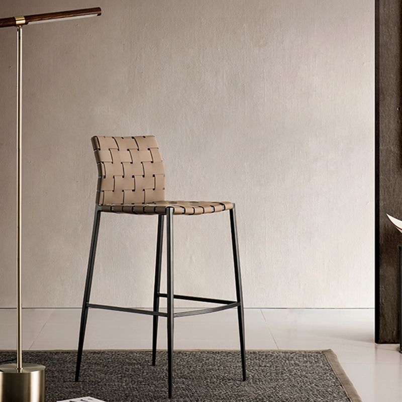 Sgabelli da bar contemporanei in finta pelle in pelle con base in metallo