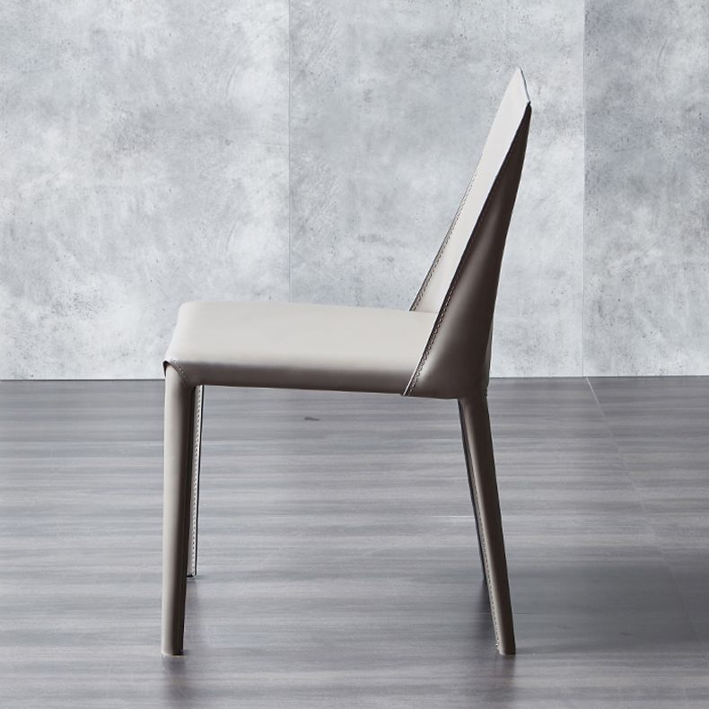 Minimalist Style Leather Dining Side Chair Solid Back Dining Chairs for Home