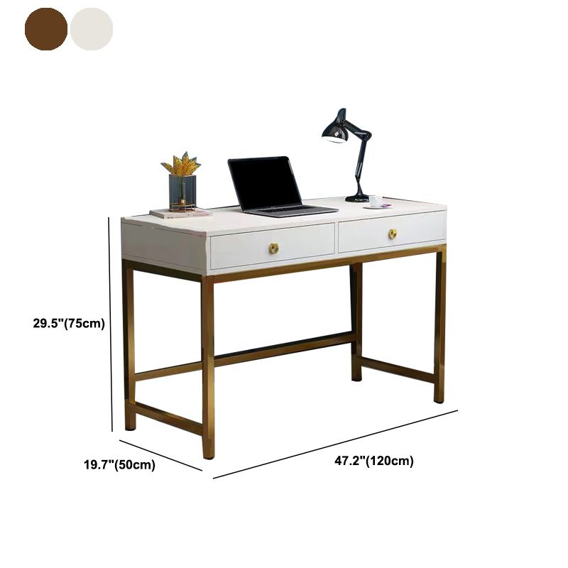 Glam Manufactured Wood Office Desk 19.68" W Home Writing Desk with 2-Drawer Clearhalo 'furn' 'furn_office_desk' 'Furniture' 'Office Desks' 'Office Furniture' 'office_desk' 1200x1200_9d3a1c94-1458-4ea8-90ab-41240d773d23