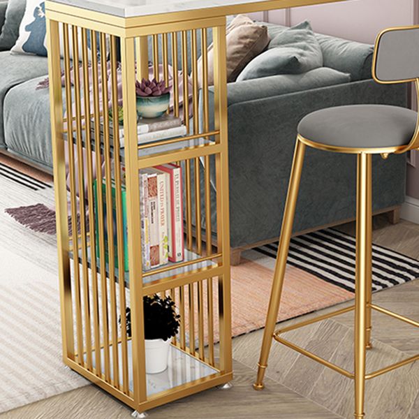 Tavolo da bar in pietra in stile glam a doppio piedistallo tavolo da pranzo per soggiorno