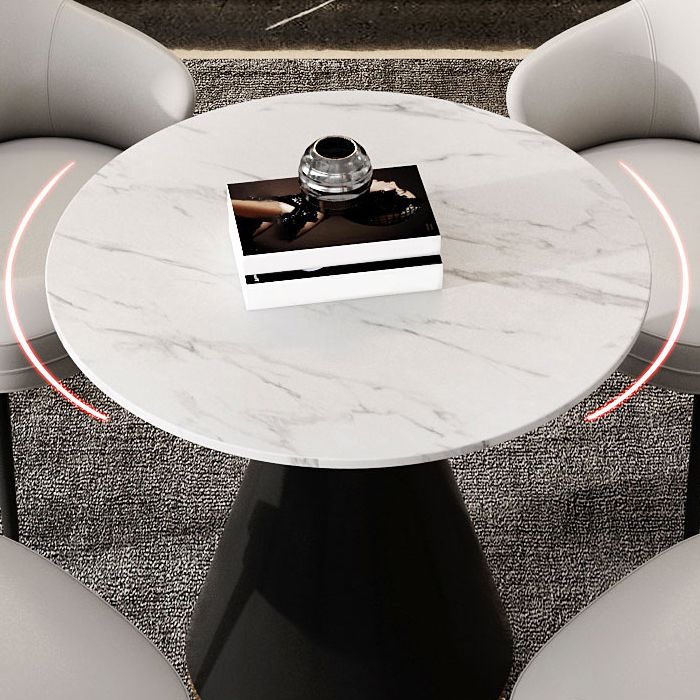 Mesa de comedor redonda con base de pedestal, mesa superior de piedra de lujo tradicional para el hogar