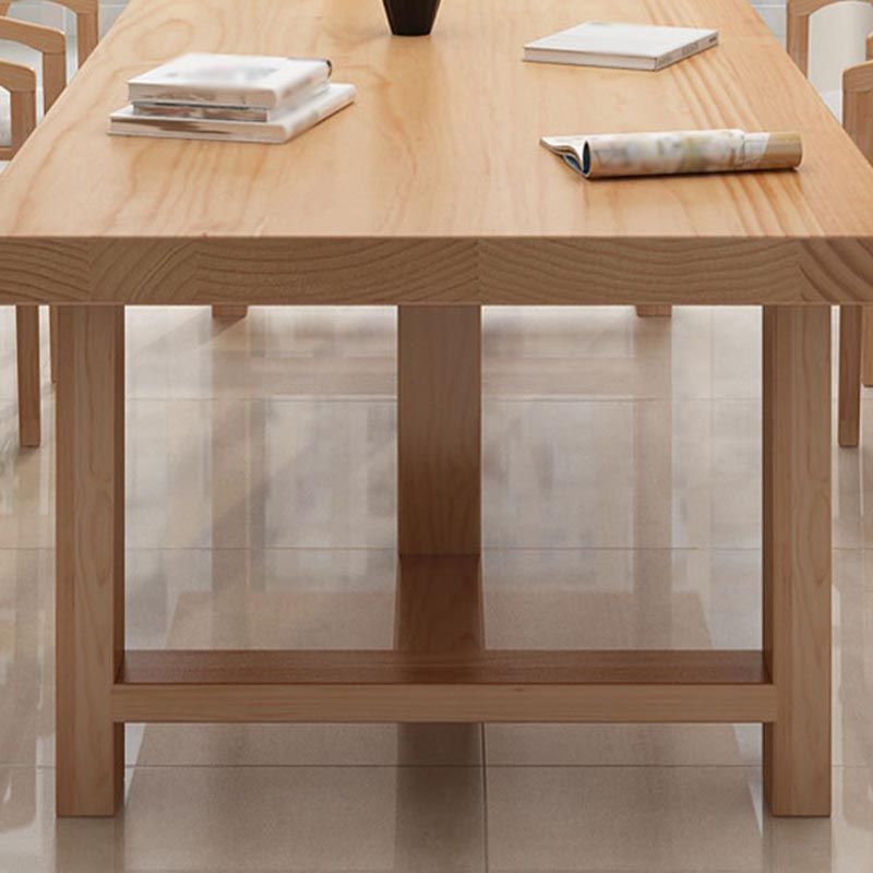 Contemporary Natural Wood Table Pine Rectangle Dining Table with Double Pedestal Clearhalo 'Dining Tables & Seating' 'Dining Tables' 'dining_table' 'furn' 'furn_dining_table' 'Furniture' 'furniture_dining_table' 'Kitchen & Dining Furniture' 'kitchen' 'kitchen_dining_table' 1200x1200_9d3c643f-75d1-4e0a-9064-022d04dcd527