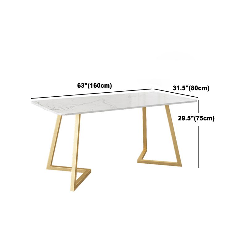 Glam Rectangle Dining Table Set 1/4/5 Pieces White Stone Top Dinette Set Clearhalo 'Dining Room Sets' 'Dining Tables & Seating' 'dining_room_set' 'furn' 'furn_dining_room_set' 'Furniture' 'Kitchen & Dining Furniture' 1200x1200_9d3dadd7-728d-4a74-a8ab-219a4929f3c9
