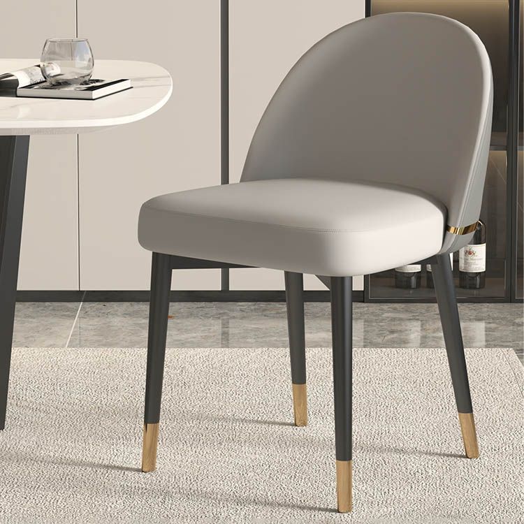 Nordic Kitchen Dining Chairs Faux Leather Parsons Armless Chair