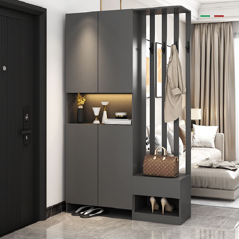 Contemporary 2-Door 78.74" H Cabinet Wooden Accent Cabinet with Drawer Clearhalo 'Cabinets & Chests' 'cabinets_chests' 'furn' 'furn_cabinets_chests' 'Furniture' 'Living Room Furniture' 1200x1200_9d3f98d5-f9ba-42fd-85b3-1a0eadebc294