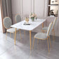 Scandinavian Style Sintered Stone Dining Table Set with Rectangle Table and Gold Legs Dining Set Clearhalo 'Dining Room Sets' 'Dining Tables & Seating' 'dining_room_set' 'furn' 'furn_dining_room_set' 'Furniture' 'furniture_dining_room_set' 'Kitchen & Dining Furniture' 'kitchen&dining_furn' 'kitchen' 1200x1200_9d43391b-3fcc-455c-9ed1-5516f87e18e7