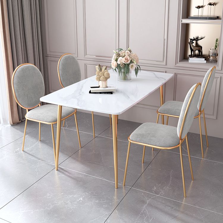 Scandinavian Style Sintered Stone Dining Table Set with Rectangle Table and Gold Legs Dining Set Clearhalo 'Dining Room Sets' 'Dining Tables & Seating' 'dining_room_set' 'furn' 'furn_dining_room_set' 'Furniture' 'furniture_dining_room_set' 'Kitchen & Dining Furniture' 'kitchen&dining_furn' 'kitchen' 1200x1200_9d43391b-3fcc-455c-9ed1-5516f87e18e7