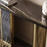 Glam Iron Console Accent Table Scratch Resistant with 2 Legs for Hall