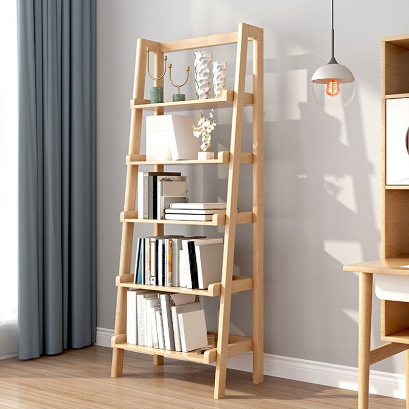 Modern Style Bookcase Rubber Wood Open Back Ladder Bookshelf for Home Office Clearhalo 'Bookcases' 'furn' 'furn_bookcases' 'Furniture' 'Office Furniture' 1200x1200_9d446539-711d-448a-97b4-316962be6254