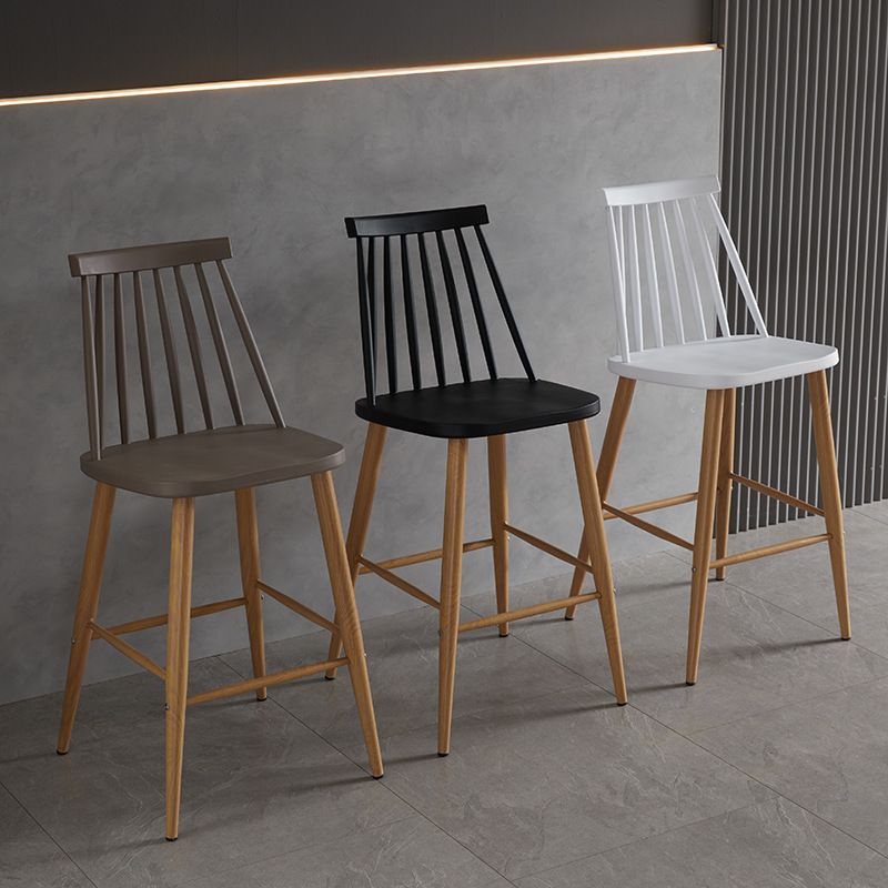 Nordic Plastic Bar-stool Square Seat Counter Bar Stool with Wood Legs Clearhalo 'Bar Furniture' 'Bar Stools' 'bar_stools' 'furn' 'furn_bar_stools' 'Furniture' 'Kitchen & Dining Furniture' 1200x1200_9d47b8c6-9390-430e-9a7b-87eb87c51828
