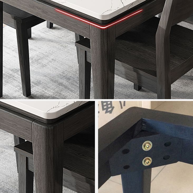 Modern White Sintered Stone Top Dining Set Kitchen Rectangle Shape Dining Set with 4 Legs Base Clearhalo 'Dining Room Sets' 'Dining Tables & Seating' 'dining_room_set' 'furn' 'furn_dining_room_set' 'Furniture' 'furniture_dining_room_set' 'Kitchen & Dining Furniture' 'kitchen&dining_furn' 'kitchen' 1200x1200_9d48543b-b64f-4191-9ebc-4baf9851e68e