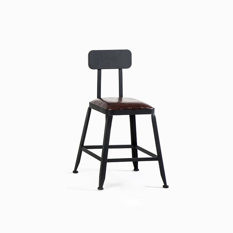 Industrial Metal Barstool Faux Leather Backless Counter Stool with Iorn 4 Legs