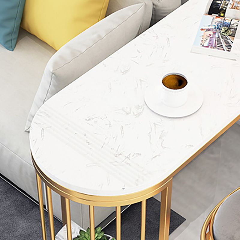 Glam Faux Marble Indoor Pub Bar Table Iron Double Pedestal Bar Dining Table with 2-Shelf Clearhalo 'Bar Furniture' 'Bar Tables' 'bar_tables' 'furn' 'furn_bar_tables' 'Furniture' 'furniture_bar_tables' 'Kitchen & Dining Furniture' 'kitchen&dining_furn' 'kitchen' 1200x1200_9d48a2f0-142a-4707-aba4-f54434fcf4f6