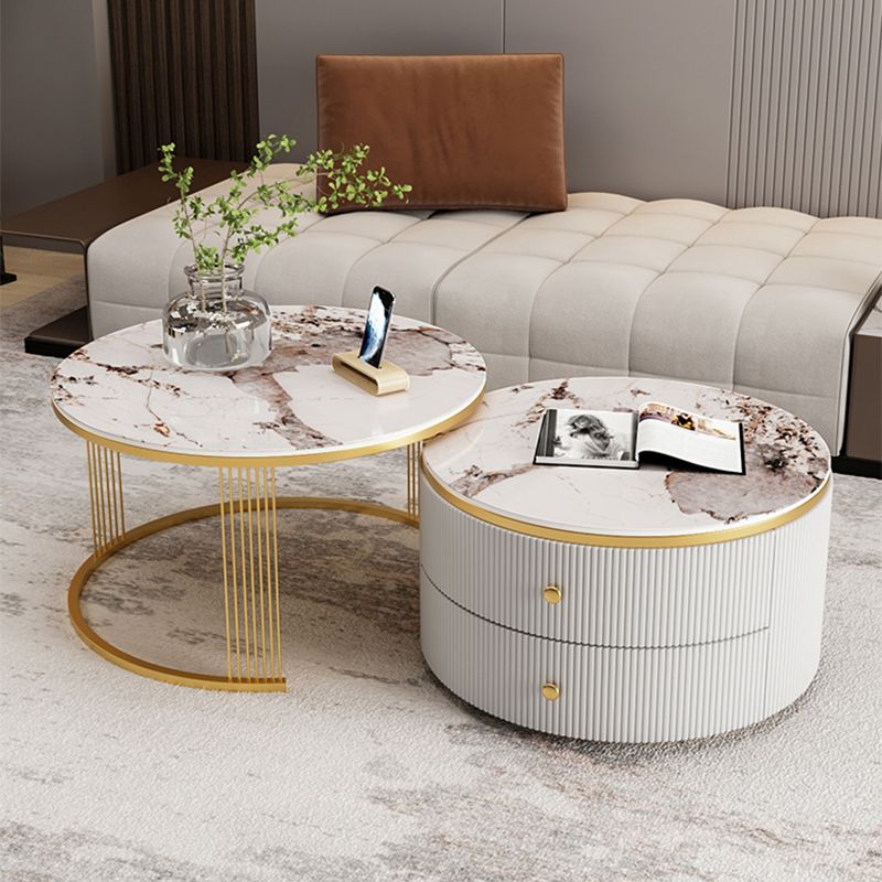 Slate Round Coffee Table Frame Nesting Coffee Table Set for Living Room Clearhalo 'Coffee & Accent Tables' 'Coffee Tables' 'coffee_tables' 'furn' 'furn_coffee_tables' 'Furniture' 'Living Room Furniture' 1200x1200_9d48f3bd-ec5d-4037-be5e-fdf88ef8e336
