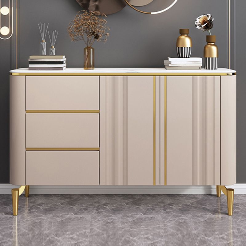 Glam Sideboard Buffet 3 Drawers and 2 Doors Adjustable Shelving Buffet Sideboard Clearhalo 'buffet_sideboard' 'Buffets & Sideboards' 'furn' 'furn_buffet_sideboard' 'Furniture' 'Kitchen & Dining Furniture' 1200x1200_9d496e2f-16db-42f0-88fc-7fb99b76d9ff