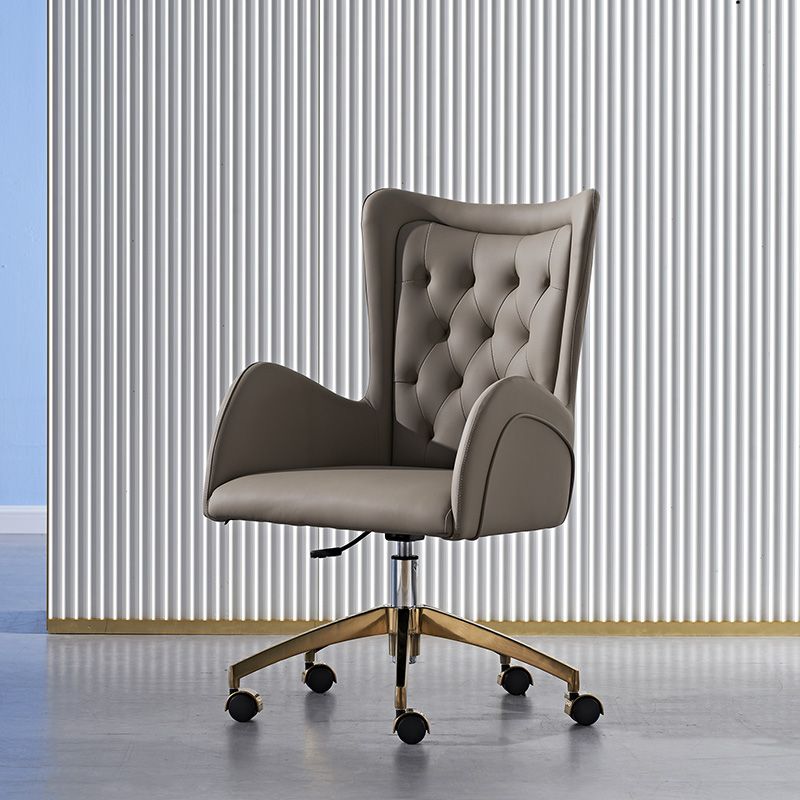 Mid Back Office Chair Rotatable Leather Desk Chair with Steel Base Clearhalo 'furn' 'furn_office_chair' 'Furniture' 'Office Chairs' 'Office Furniture' 'office_chair' 1200x1200_9d4a3dac-b45e-4b44-a750-475e8e3c1e2a