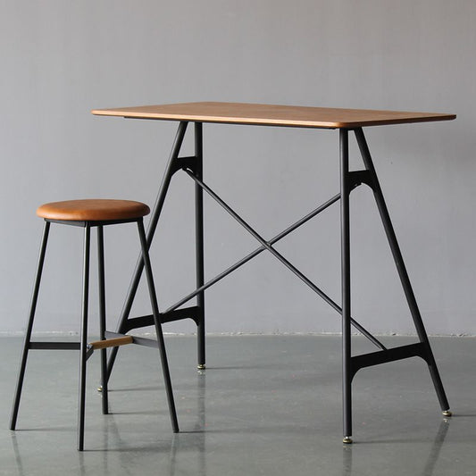 Modern Rectangle Bar Counter Table Wooden Dining Table with Metal Legs Clearhalo 'Bar Furniture' 'Bar Tables' 'bar_tables' 'furn' 'furn_bar_tables' 'Furniture' 'furniture_bar_tables' 'Kitchen & Dining Furniture' 1200x1200_9d4daf89-c3dc-446a-8897-275402cae6ed