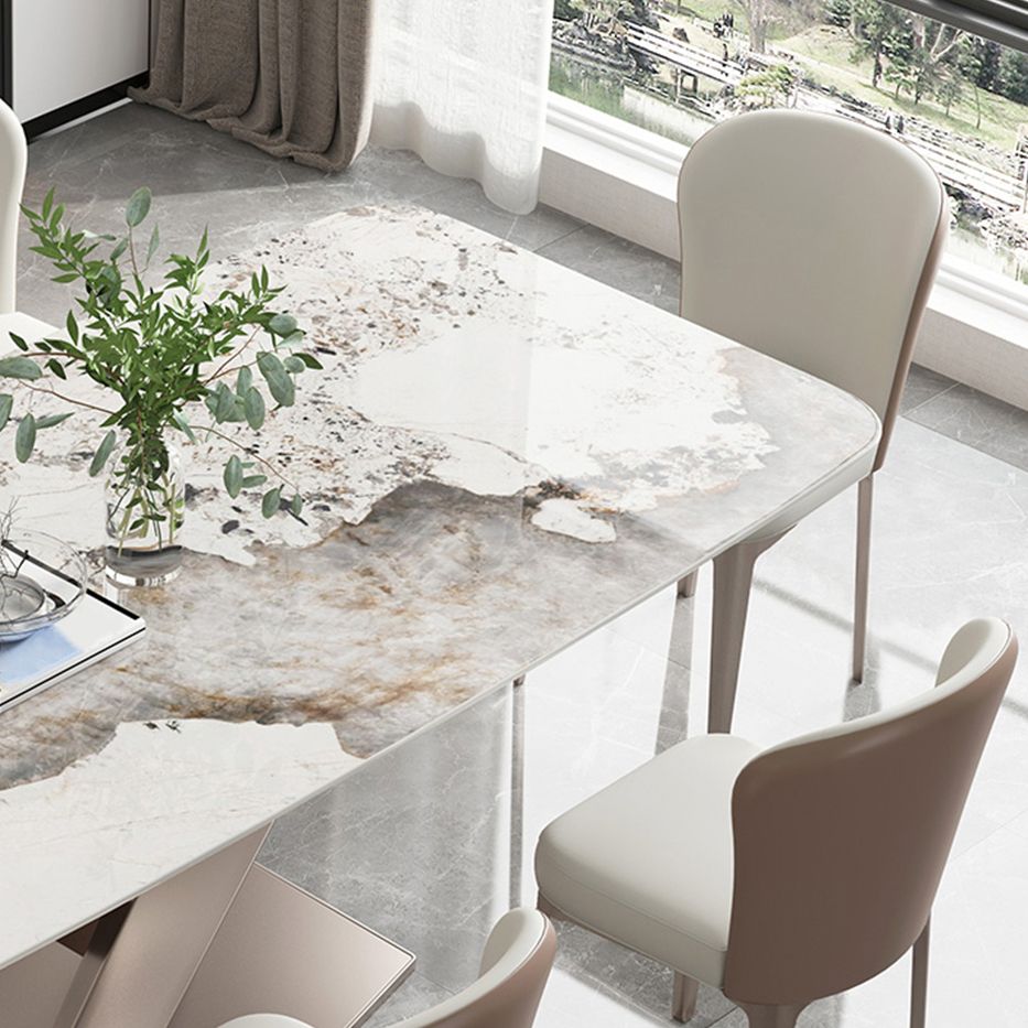 Traditional Luxury Dining Table Rectangle Sintered Stone Dining Table with Pedestal Base Clearhalo ' dining_table' 'Dining Tables & Seating' 'Dining Tables' 'furn' 'furn_dining_table' 'Furniture' 'furniture_dining_table' 'Kitchen & Dining Furniture' 'kitchen&dining_furn' 'kitchen' 'kitchen_dining_table' 1200x1200_9d4dde1a-6bbf-4435-853d-cff1778667c3